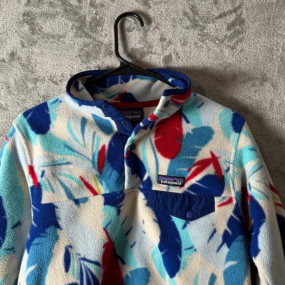 Patagonia Synchilla Snap T Feather Dance Red Blue White Fleece Pullover XS - Picture 2 of 7